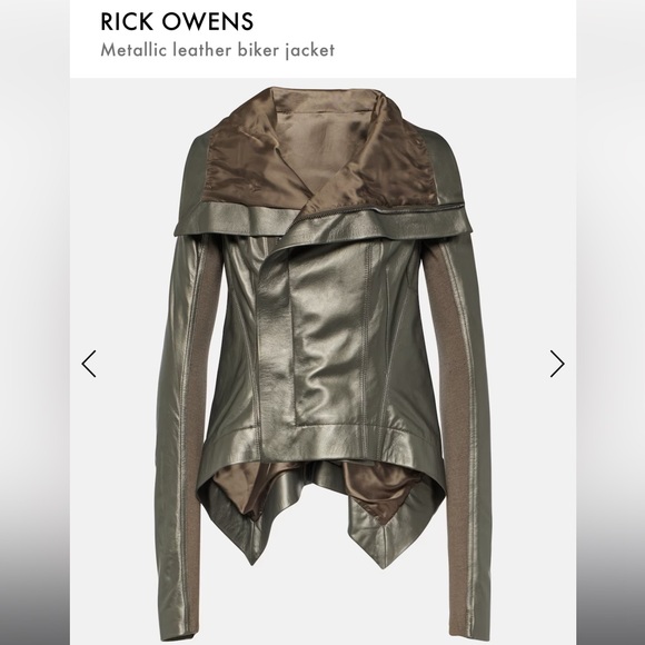 RICK OWENS METALLIC NASKA LEATHER BIKER JACKET - Picture 1 of 8